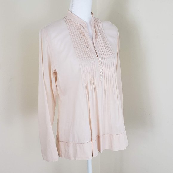 J.Jill Pleated Sheer Pintuck Top Blush Pink Small - Picture 2 of 9